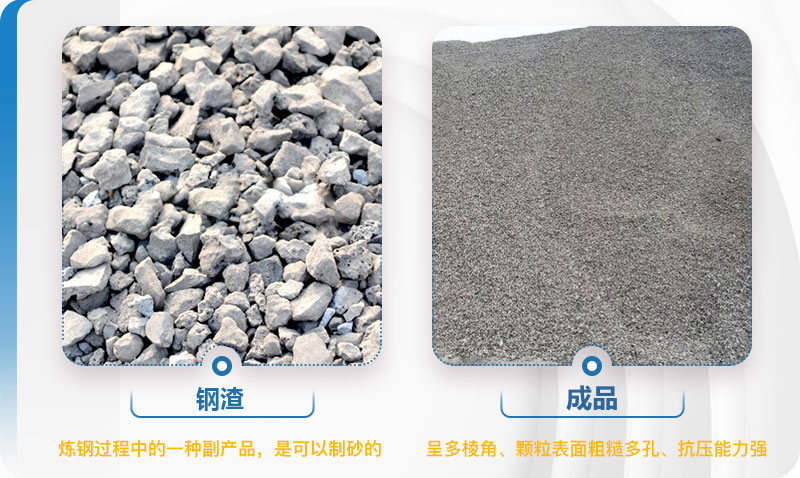 钢渣破碎前后对比图